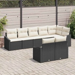 vidaXL Conjunto de Sofá de Jardim de 8 Peças com Almofadas Preto em Rattan Sintético