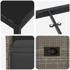 Conjunto de Jantar de Jardim de 5 Peças com Almofadas em Rattan Sintét