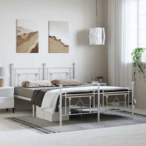 Estrutura de cama com cabeceira e pés 150x200 cm metal branco