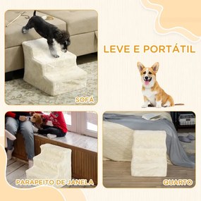 Escada para Cães de 3 Degraus com Capa Removível e Lavável Rampa para Cães para Cama Sofá 46x35x35 cm Bege