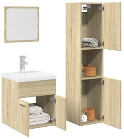 vidaXL 4 pcs conj. móveis casa banho derivados madeira carvalho sonoma