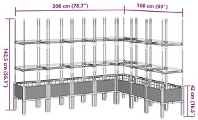 Vaso/floreira de jardim c/ treliça 200x160x142,5 cm PP branco