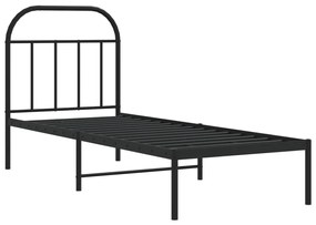 Estrutura de cama metal s/ colchão c/ cabeceira 75x190 cm preto