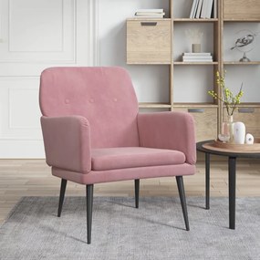 Cadeira c/ apoio de braços 62x79x79 cm veludo rosa