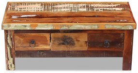 Mesa de centro + gavetas 90x45x35 cm madeira reciclada maciça
