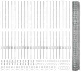 Cerca de Arame Soldado com 44 Postes U Prata 1x50 m Aço