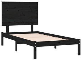 Estrutura cama pequena solteiro 75x190 cm madeira maciça preto