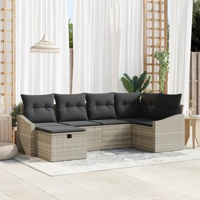 Conjunto de Sofás de Jardim de 6 Peças com Almofadas Cinza Claro em Ra