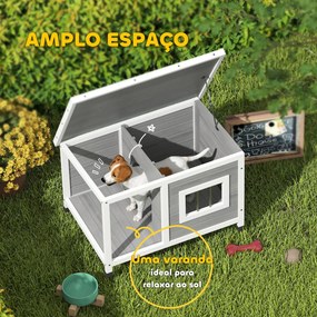 PawHut Casa para Cães de Madeira 85,5x62x60cm Casa para Animais de Est