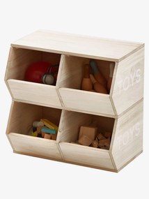 Móvel Montessori, com 4 compartimentos, Toys bege claro liso com motivo