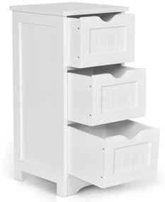 Armário com 3 Gavetas Verticais de Madeira Cómoda Moderna para Sala Quarto casa de banho Escritório  28 x 29 x 63,5 cm Branco