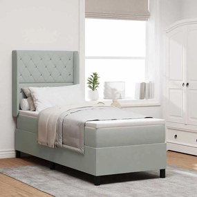 Cama Box com Colchão vidaXL Cinza Claro 80x200 cm Veludo