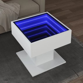 vidaXL Mesa de centro c/ LEDs 50x50x45cm derivados de madeira branco