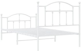 Estrutura de cama com cabeceira e pés 100x190 cm metal branco