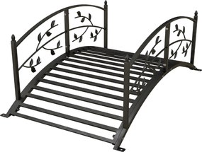 Outsunny Ponte de Jardim Arqueada 119x67x47 cm Aço Preto com Guarda-Corpos Decorativos | Aosom Portugal