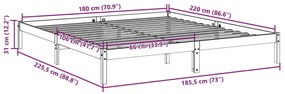 Cama extra longa sem colchão 180x220 cm madeira de pinho maciça