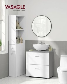 Armário casa de banho de lavatório (NÃO INCLUIDO) 30 x 60 x 63,8 cm com 2 gavetas grandes Cinzento e branco