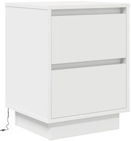 Mesas cabeceira c/ luzes LED 2 pcs 38x34x50 cm branco