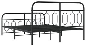 Estrutura de cama com cabeceira e pés 135x190 cm metal preto