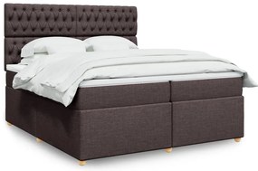 vidaXL Cama com molas/colchão 200x200 cm tecido castanho-escuro