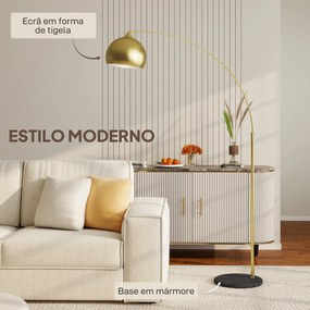 Candeeiro de Pé em Forma de Arco com Altura e Comprimento Ajustáveis com Interruptor de Pé 110-115x30x170-180 cm Dourado e Preto