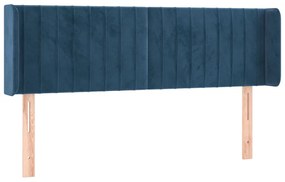 Cabeceira cama c/ luzes LED veludo 147x16x78/88 cm azul-escuro