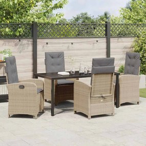 Conjunto de Jantar de Jardim com Almofadas em Rattan Sintético Bege