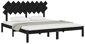 Estrutura de cama super king 180x200 cm preto madeira maciça