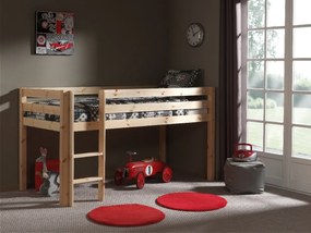 Conjunto Cama alta de Criança PINO 90 x 200 cm + estrado + escada Natural