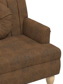 Banco c/ almofadões 113x64,5x75,5cm camurça artificial castanho