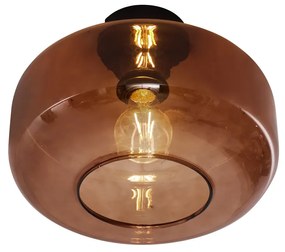 Candeeiro de Teto Retro Preto com Vidro Bronze - Bizle Retro