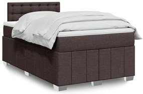 Cama boxspring com colchão 120x190 cm tecido castanho-escuro