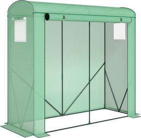 Outsunny Estufa com janelas de rede e porta enrolável, estufa de película em aço 200 x 75 x 188 cm Verde | Aosom Portugal