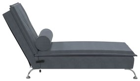 Chaise lounge de massagem com rolo veludo cinzento-escuro