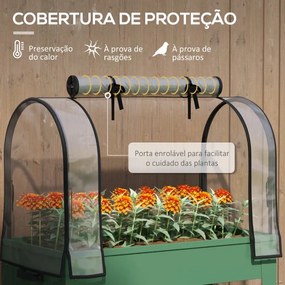 Estufa de Cultivo com Rodas 80x40x120 cm Horta Urbana Elevada com Cobertura de Estufa para Cultivar Plantas Flores Verde