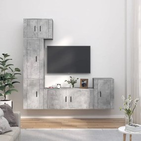 vidaXL Conjunto móveis de TV 5 pcs madeira processada cinzento cimento