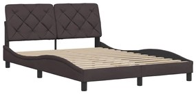 Estrutura de cama sem colchão 120x200 cm tecido castanho-escuro