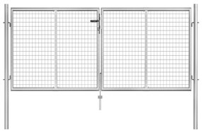 vidaXL Portão de jardim em aço galvanizado 306x150 cm prateado