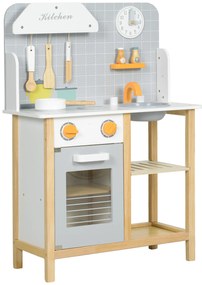 AIYAPLAY Cozinha de Brinquedo para Crianças Cozinha Infantil de Madeira com Sons e Acessórios de Cozinha 57x26x82 cm Multicor