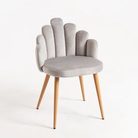 Cadeira Flew em Veludo - Cinzento Claro - Design Nórdico