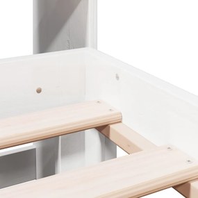 Cama com estante sem colchão 180x200 cm pinho maciço branco