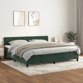 vidaXL Cama com molas/colchão 200x200 cm veludo verde-escuro