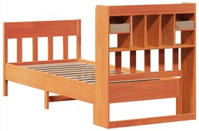 Cama sem colchão 75x190 cm madeira de pinho maciça castanho-mel