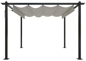 Gazebo de jardim com telhado retrátil 3x3 m cor creme