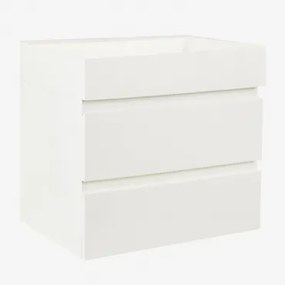 Conjunto De Móvel De Casa De Banho Suspenso Em Madeira E Folha De Freixo Com Lavatório Integrado Ona Branco & Sem Espelho & Sem - Sklum