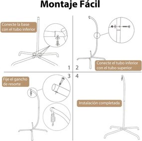 Suporte em forma de C para rede com rotação de 360° Gancho de mola para interiores e exteriores 106 x 105 x 197 cm Preto