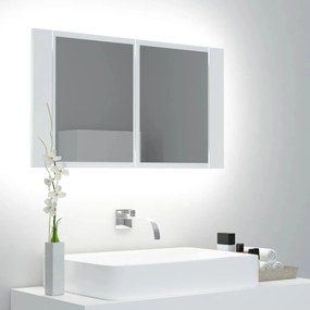 804964 vidaXL Armário espelhado casa de banho LED 80x12x45 cm acrílico branco