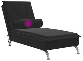 Chaise lounge de massagem com rolo veludo preto