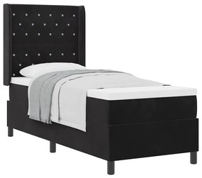 Cama Box com Colchão Preta 80x200 cm Veludo