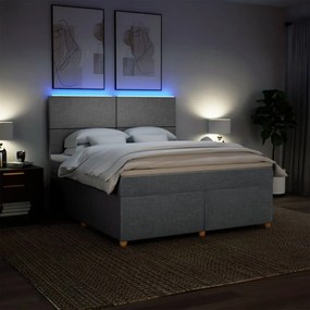Cama com molas/colchão 180x200 cm tecido cinzento-claro